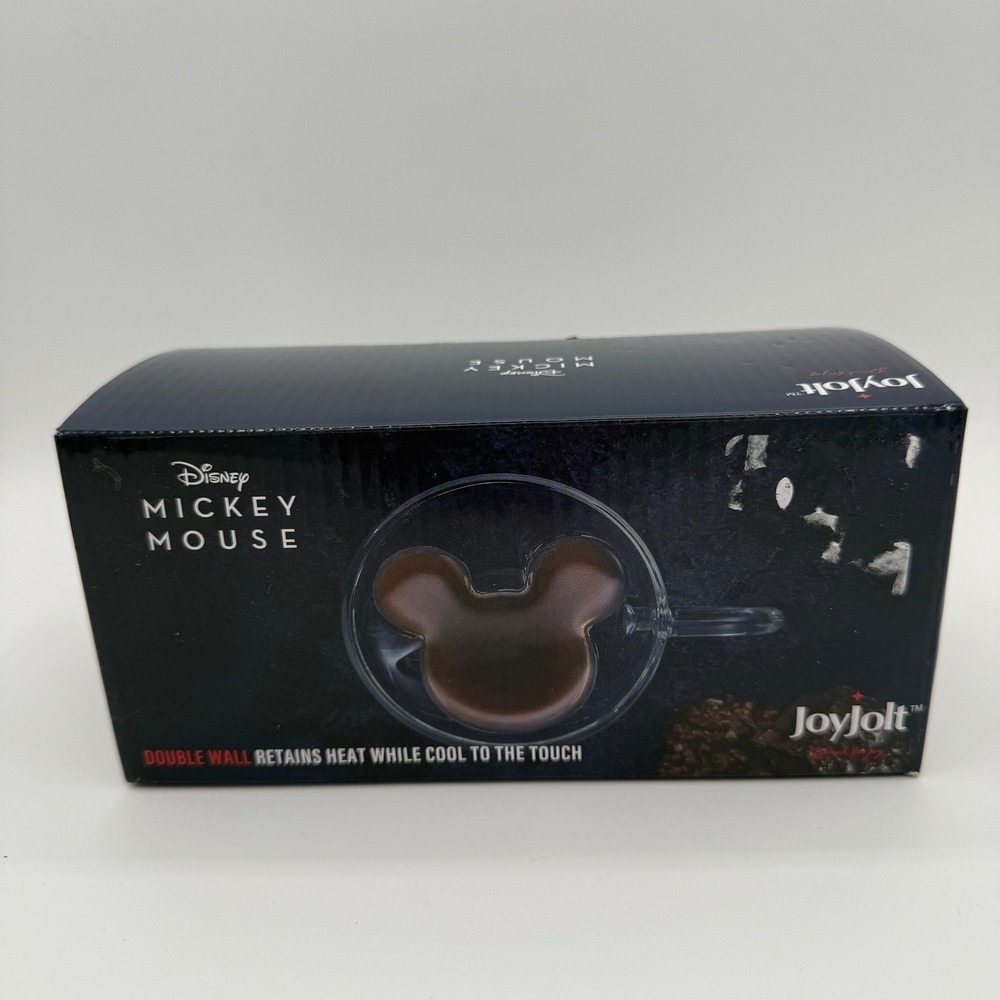 Disney Mickey Mouse JoyJolt Double Wall‎ Glass Coffee Mug Tea Cup